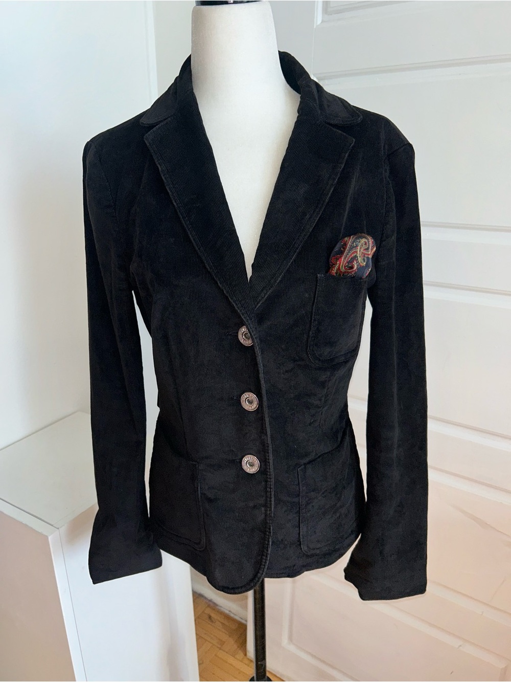 Moschino Jeans Black Corduroy Blazer Jacket US 12
